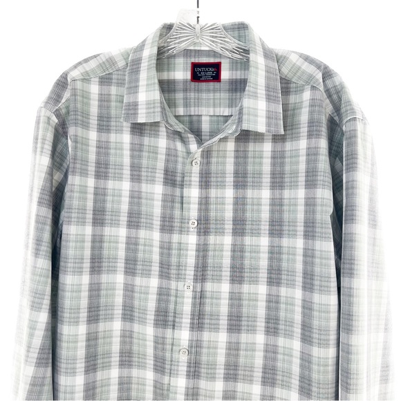 UNTUCKit 100% Cotton Plaid Button Down Shirt Wrinkle Free Tall Slim Size XXL - Picture 9 of 13
